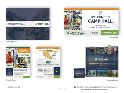 Camp Hall branding colors design graphic design infographic marketing powerpoints print design social media design tradeshow displays