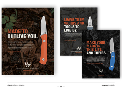Williams Knife Co. advertiding agency branding concept design freelance graphic design marketing print ads print design