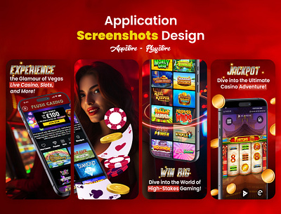 Store Listing Screenshots Design for Plush Casino App app design app screenshots brand identity casino app designer logo design mobile app modern design screenshots design store listing ui design