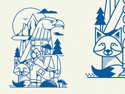 Hiking for the win (PSE '24) animals branding character design editorial grain graphic design illustration