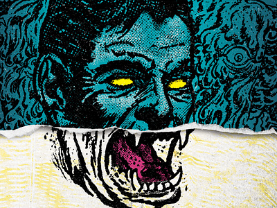 The Beast Inside animal drekker brewing halftone illustration label monster packaging split screen texture two face