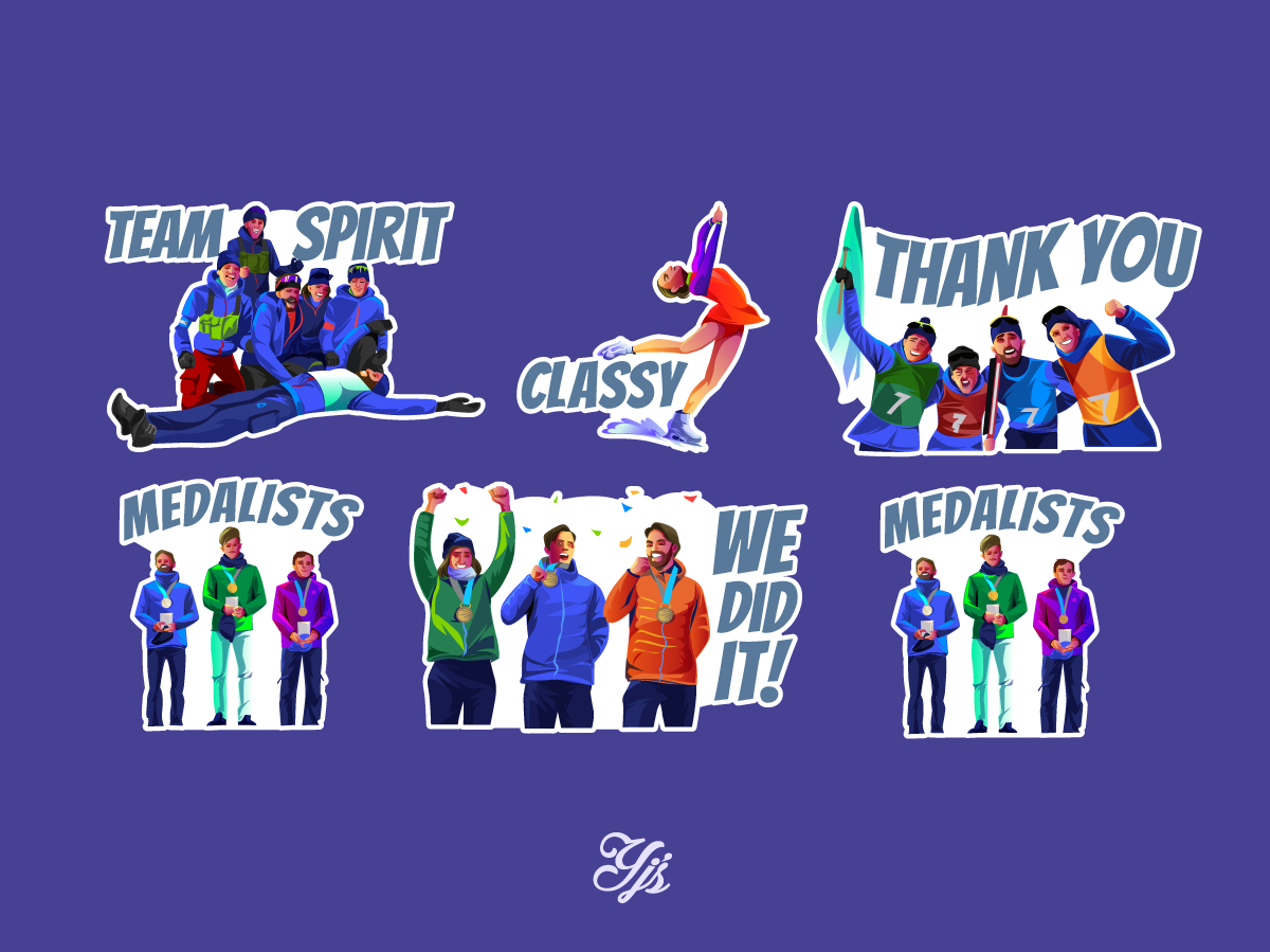 Time for the Winter Games Viber Stickers branding graphic design illustration stickers vector viber