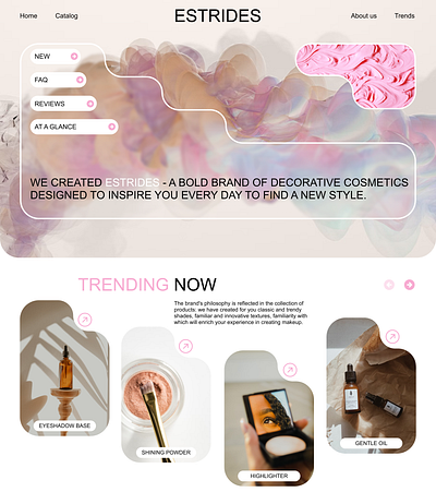 The concept of an online cosmetics store magazine ui web design