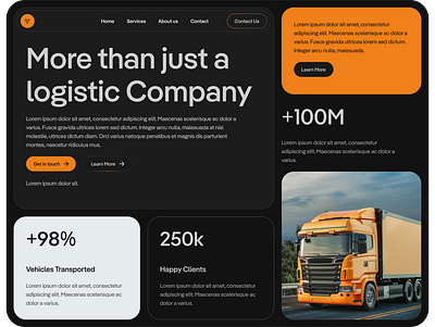 Logistic Company Bento Grid Landing Page branding graphic design landingpage typography ui ux webdes