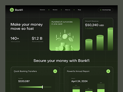 Bankfi website graphic design landing page design ui design uiux web design web