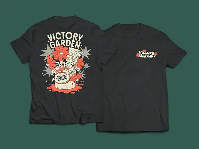 Victory Garden Mural Club brush design flower font handmade illustration lettering merch mural mural club paint plant shirt t shirt tee type typography