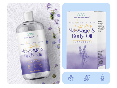 Lavender Massage Body Oil Branding & Packaging Design 3d render blender body oil brand identity branding branding inspiration e commerce graphic designer inspiration label design massage oil oil packaging packaging design product design product label