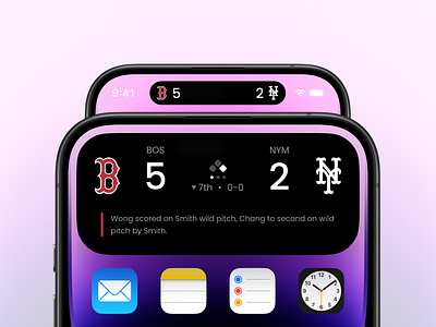 Dynamic Island for Baseball Scores ⚾ baseball clean concept dynamic island interface ios iphone minimal mobile score sport ui ux