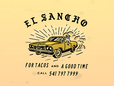 El Sancho Taco Shop brand design branding car design dog gradient graphic design grunge illustration lettering logo logo design mexican retro taco vector vintage