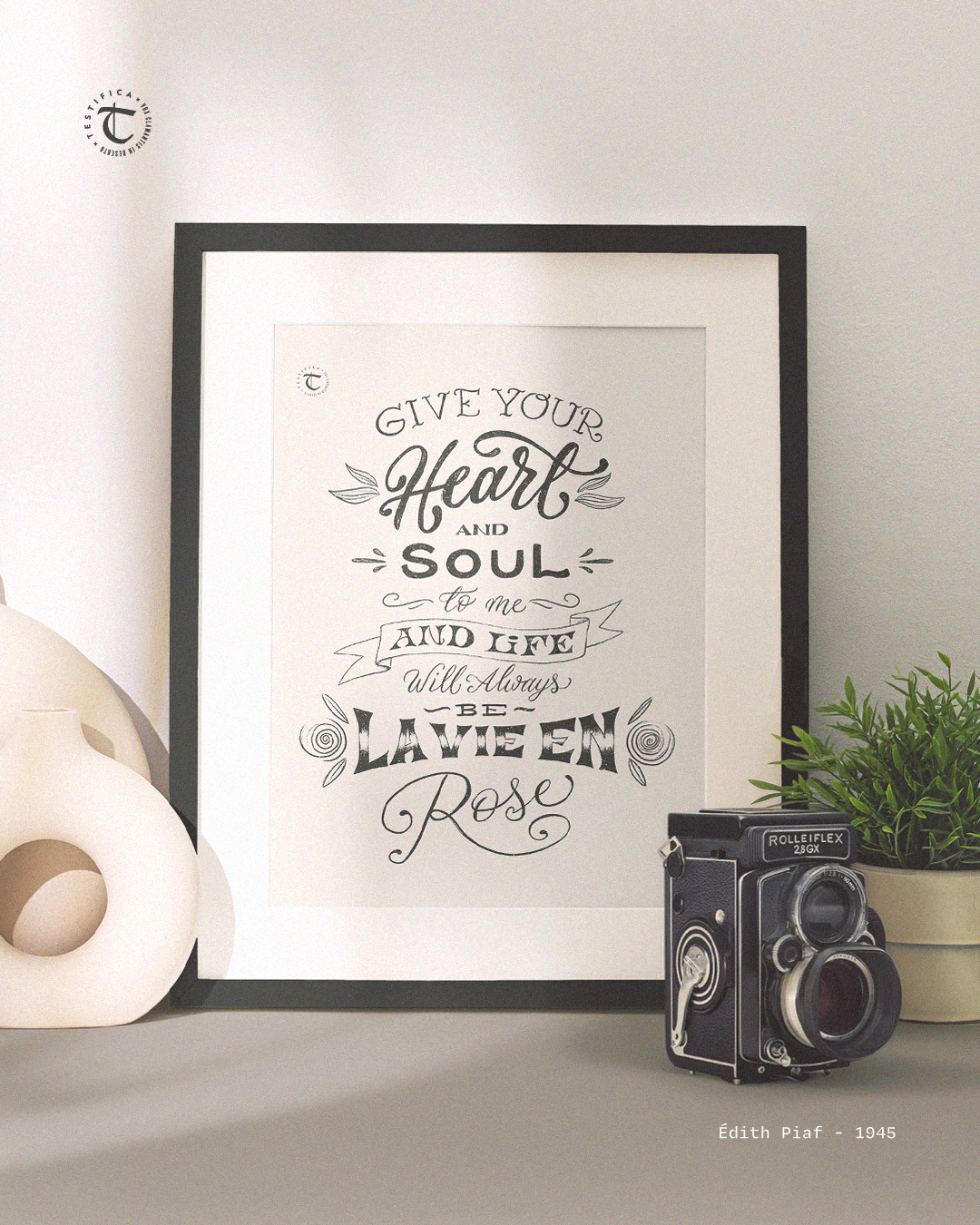 La vie en rose calligraphy graphics design handmade lettering poster
