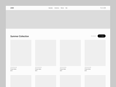 Collection page collection page design exploration e commerce ecommerce ecommerce collection figma filter filters landing page navigation price product cards product design product title shop store ui ux web web design