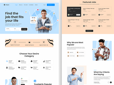 Job Finder landing page attractivedesign branding design interactive design job jobfinderweb landingpage uiux userexperiance uxdesign vacancy webdesign work