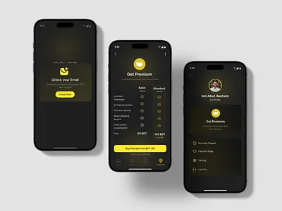User-Friendly Profile Premium,Pop-up Screen UI for Audiobook App app audiobook design drakui gradient logo music premium ui user interface ux vector