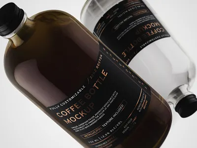 32oz Coffee Bottle Mockup alcohol beverage boston branding coffee coffee bottle mockup cold brew free glass label mock up mockup round smart soda vodka whiskey