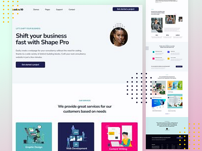 landing page of business website ui