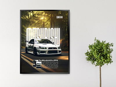 1994 Mitsubishi Evolution II Poster Design automotivepsoter carposter carwallpaper grahpicdesign posterdesign sportscarposter