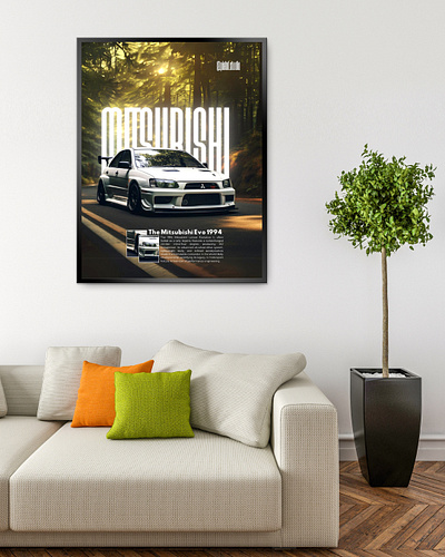 1994 Mitsubishi Evolution II Poster Design automotivepsoter carposter carwallpaper grahpicdesign posterdesign sportscarposter