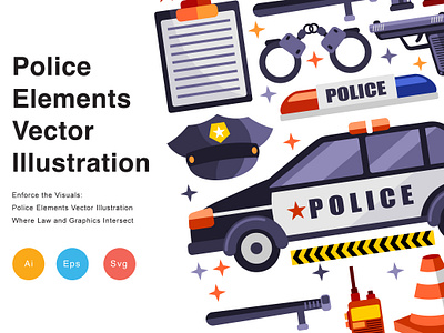Police Elements Vector Illustration siren