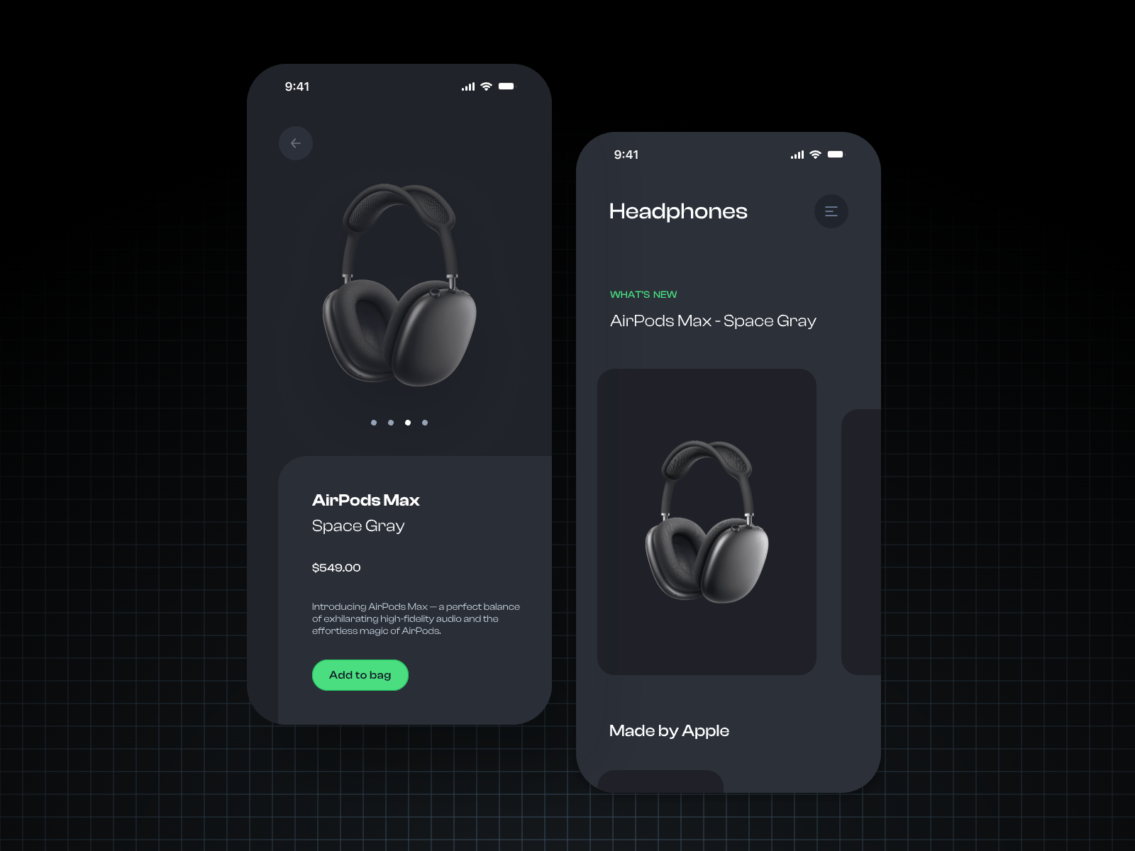 Apple AirPod Max airpod airpod max apple dark mode headphones mobile app ui uiux ux