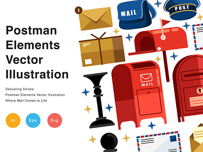 Postman Elements Vector Illustration creative