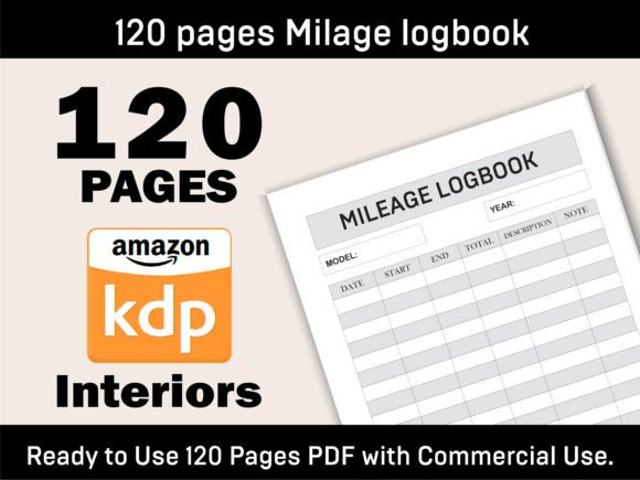120 Pages Mileage Logbook Kdp Int V-08
