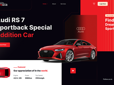 Autohive- Audi Car Dealer & Rental Car landing page audi car automotive car dashboard car landing page car rental car rental landing page premium rental car spor landing page vehicle website design