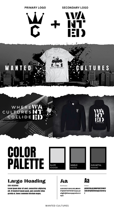 WANTED CULTURES - BRAND IDENTITY brand identity branding color palette design graphic design logo typography