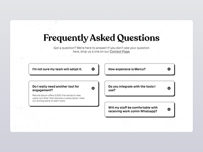 FAQ Section UI Design clean daily ui design faq faq section faqs frequently asked questions landing page light minimal minimalism modern question simple ui ui design user interface web design website white