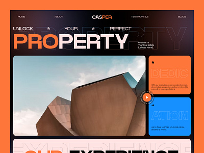 Casper Real Estate And Property Landing Page agency building business clean ui design grids homepage house landing page minimal modern property real estate typography ui ux web design workspace