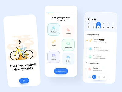 Habit Tracker App app design clean fitness goals habit app habit tracker habit tracker app habits health healthcare heart rate monitor minimal mobile app mobile interface mobile ui sleep tracker sport steps tracker tracker water tracker