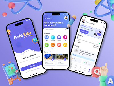 Asia Edu E-learning Mobile App app app mobile beautyful branding customer design design 2024 education game graphic design learning learning app logo nice app study app ui uiux ux uxui visual design web