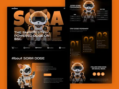 Sora Doge Landing Page blockchain crypto design landing page meme meme coin meme landing page meme token meme website nft ui website