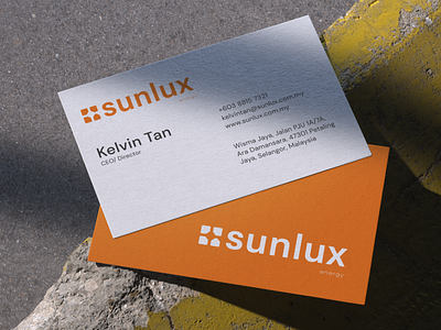 Name Card: Brand Identity for A Sustainable Future brand identity brand visual branding clean energy company name card ecofreidnly graphic design logo minimalistic mockup modern namecard orange professional solar energy sustainable energy visual identity