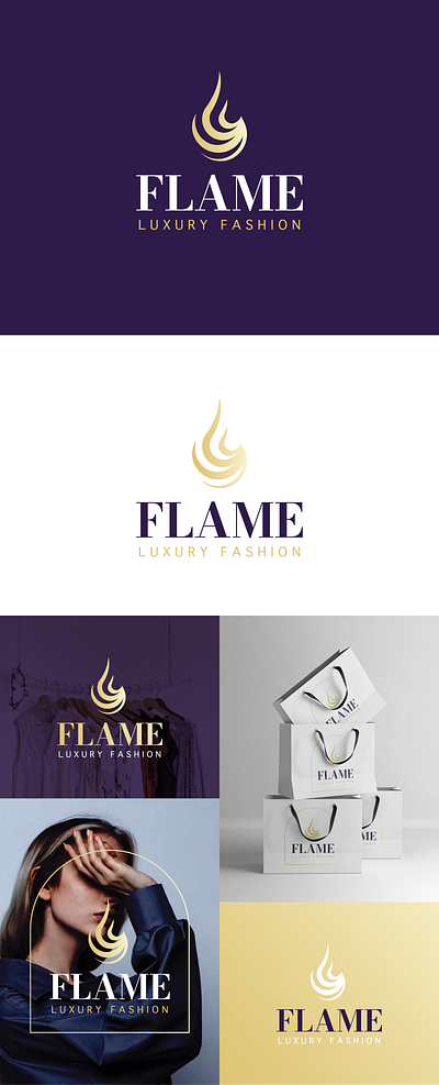 Flame Logo Design - Clothing Brand abstract logo branding clothing logo fashion fashion logo fire flame gold graphic design luxury logo modern logo women fashion