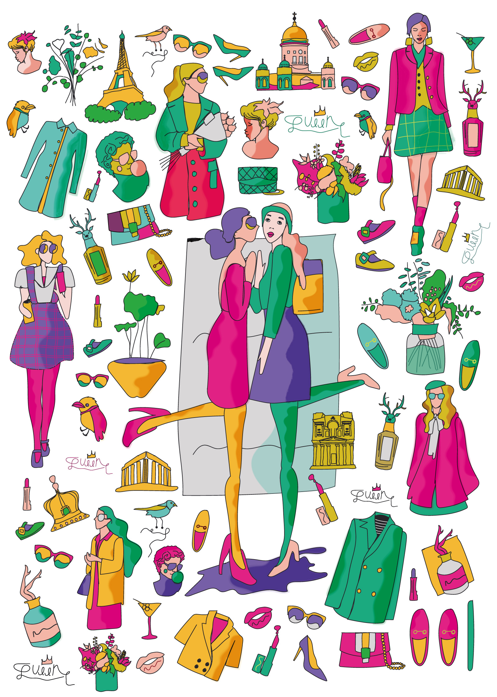 Fashion Preppy Icons art design fashion flat graphic design illustration vector