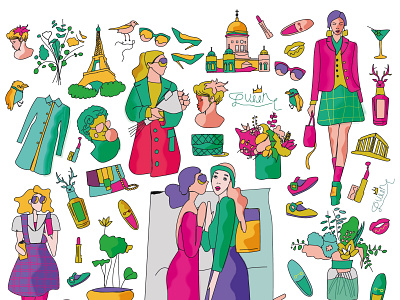 Fashion Preppy Icons art design fashion flat graphic design illustration vector