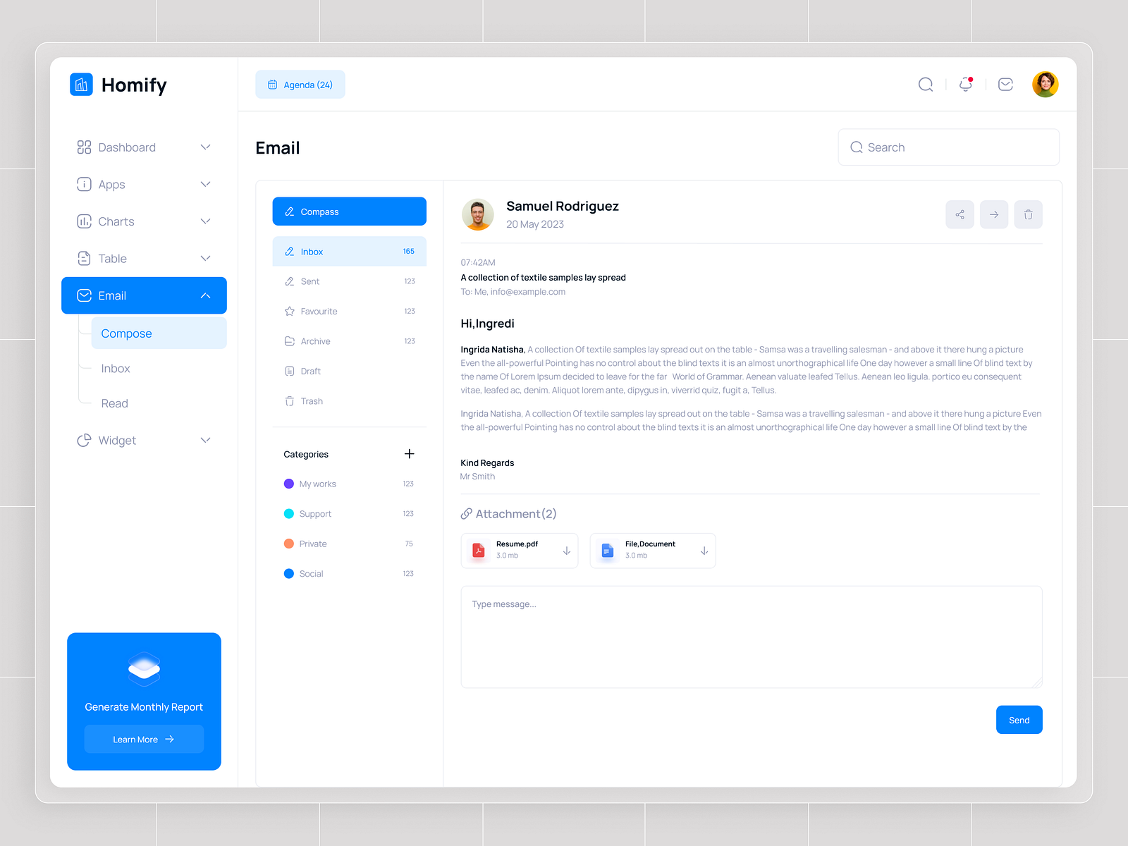 Email Compose - Real Estate Dashboard by Md Mostafizur on Dribbble