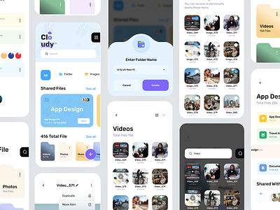 Cloudy - Storage App app design case study hdd disk pc mobile app portable usb 3.0 storage storage app storage data storage unit uiux