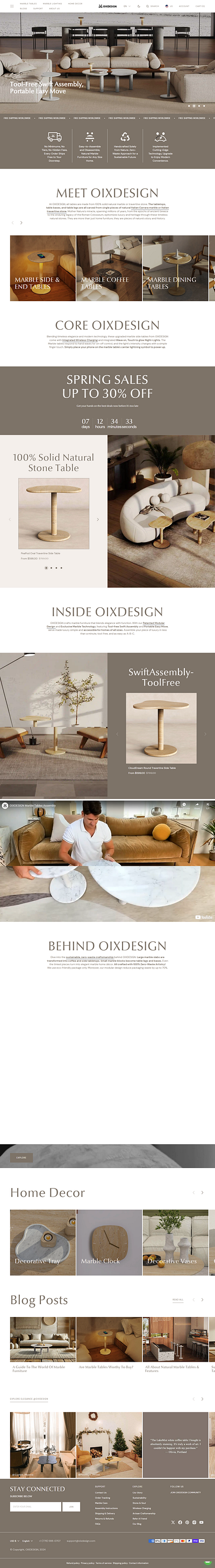Natural Marble Furniture Website Design ui