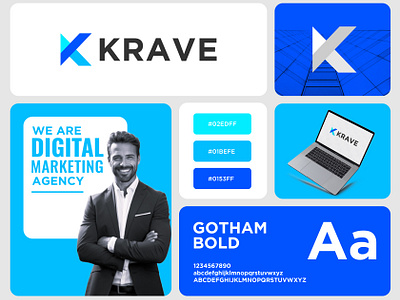 KRAVE- Digital Marketing Agency | K letter Logo mark agency logo branding digital marketing logo k icon k letter logo k logo k logo design k mark k minimalist k modern logo logo