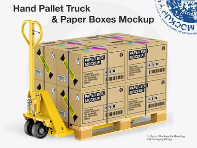 Hand Pallet Truck & Paper Boxes Mockup 3d box box mockup boxes boxes mockup design download free download free mockup loader mock up mockup mockup tools pallet psd