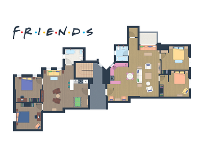 Friends Floor Plan Remake in Figma architect architecture blue figma figma design floor plan friends interior interior design movie paln product design tv series ui ui design web design