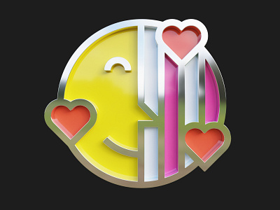 Smile Pin - Color and Gold 3d badge blender branding c4d cycles design emblem emoji face finder gamification heart illustration logo pin render smile ui vector