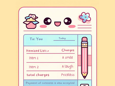 A Cute Invoice Illustration 🧾🩷🩵 cute cute illustration design figma graphic design illustration illustrator invoice vector
