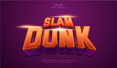 Text Effect Slam Dunk 3d basket logo slam dunk text effect