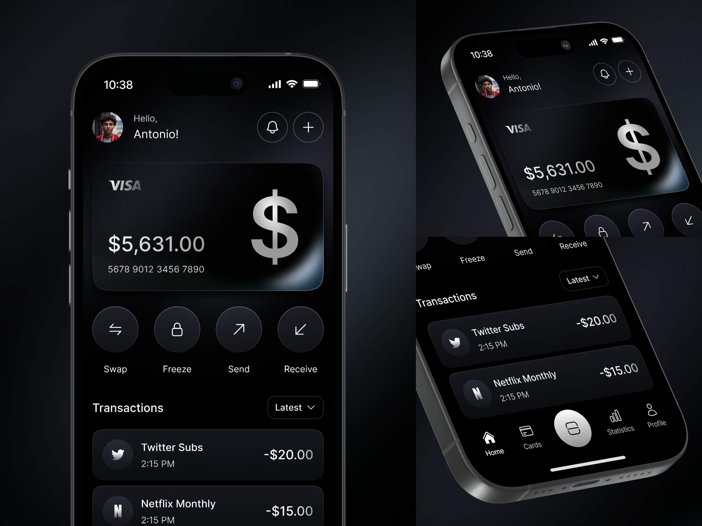 Dark Online Banking App #2 app app ui bank app banking app clean design dark dark design dark mode dark theme e banking mobile app mobile design money app money management online bank transaction app transfer app ui ui design user interface