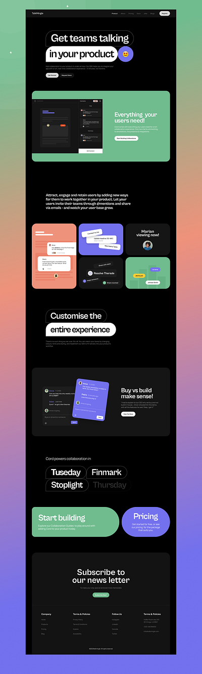 TalkMingle webpage figma landing page product design ui design ui ux user interface design web web page web page design