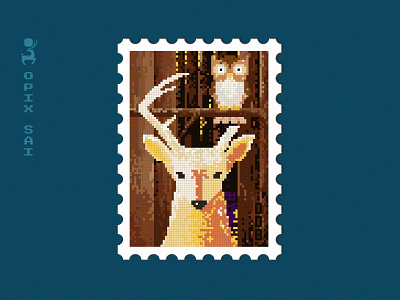 OPIXSAI #008 - Pixel Stamp - NFT animal nft art dainogo deer design nft nft art nft design pixel pixel art pixel stamp stamp