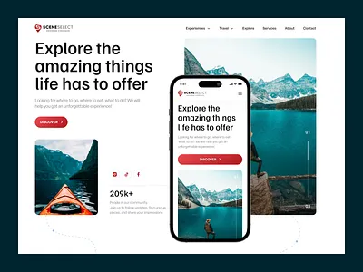 Scene Select Travel Website Design banner experience journey service travel travel website trip ui ui design website website design