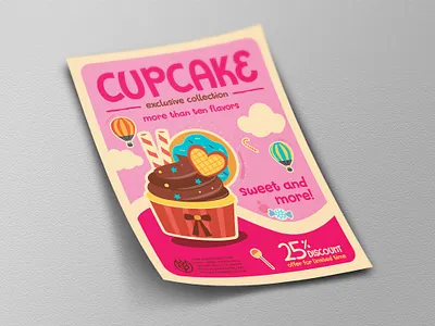 Cupcake Flyer Template Vol.3 bakery cafe cake coffee cup design dessert flyer food ice cream icecream leaflet poster shop store sweet